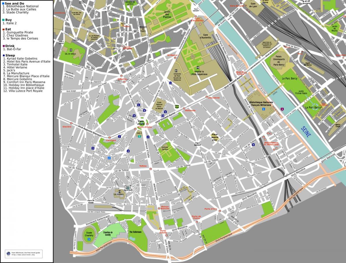 Karte 13th arrondissement (Paris