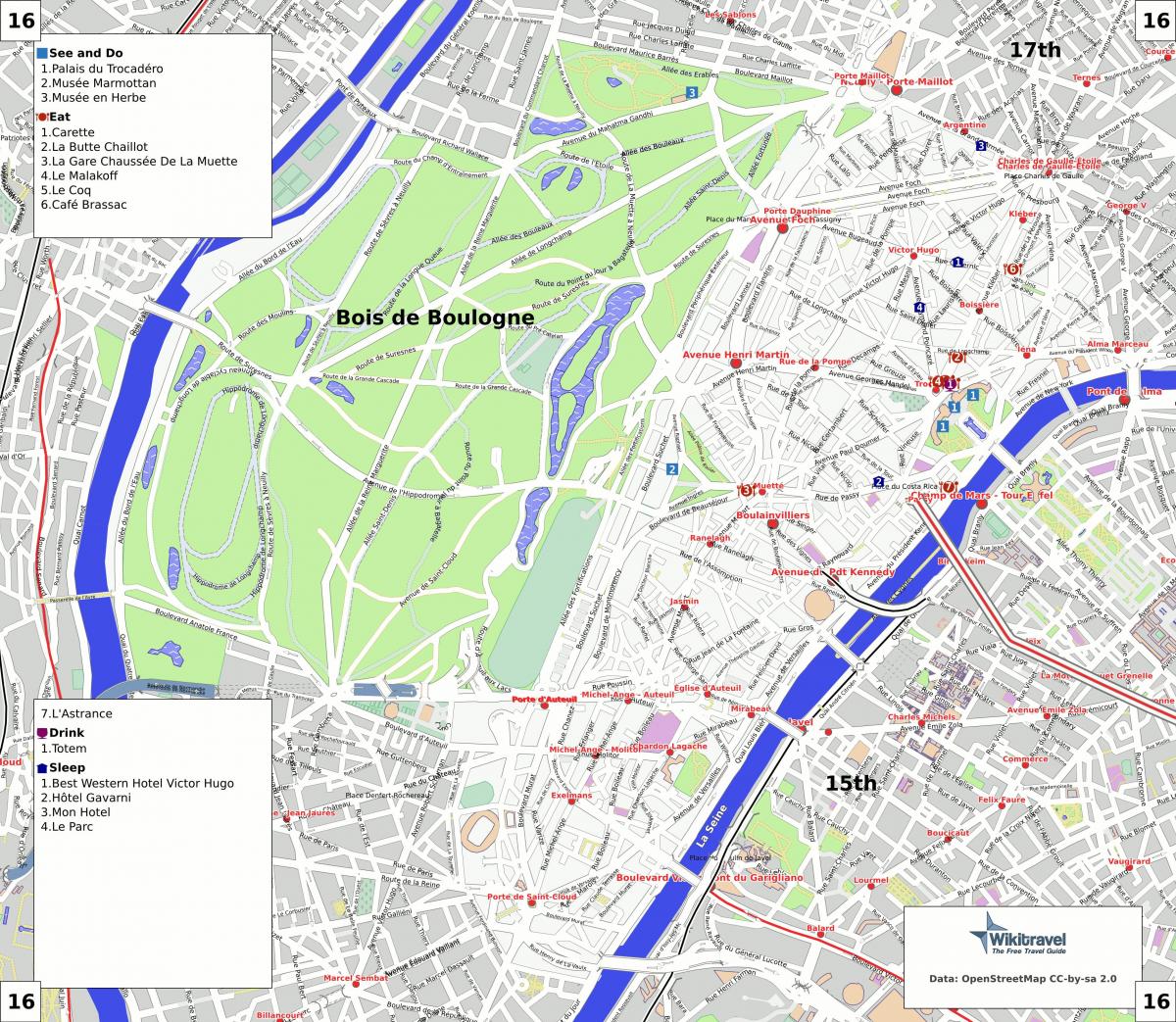 Karte 16th arrondissement (Paris