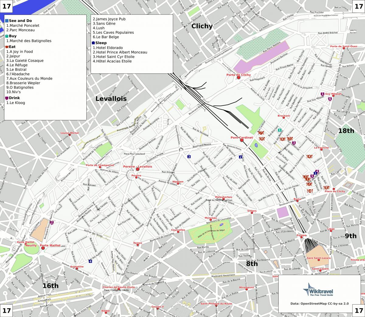 Karte 17 arrondissement (Paris