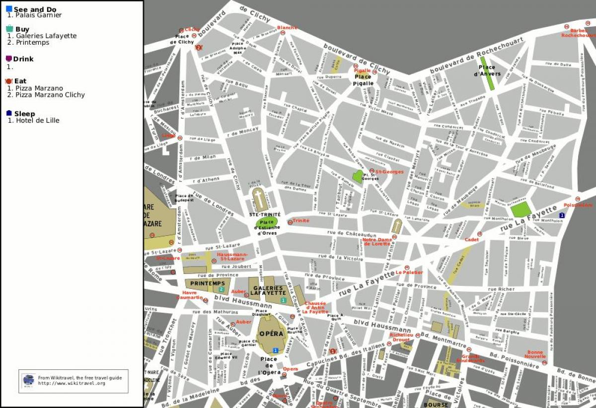 Karte 9th arrondissement (Paris