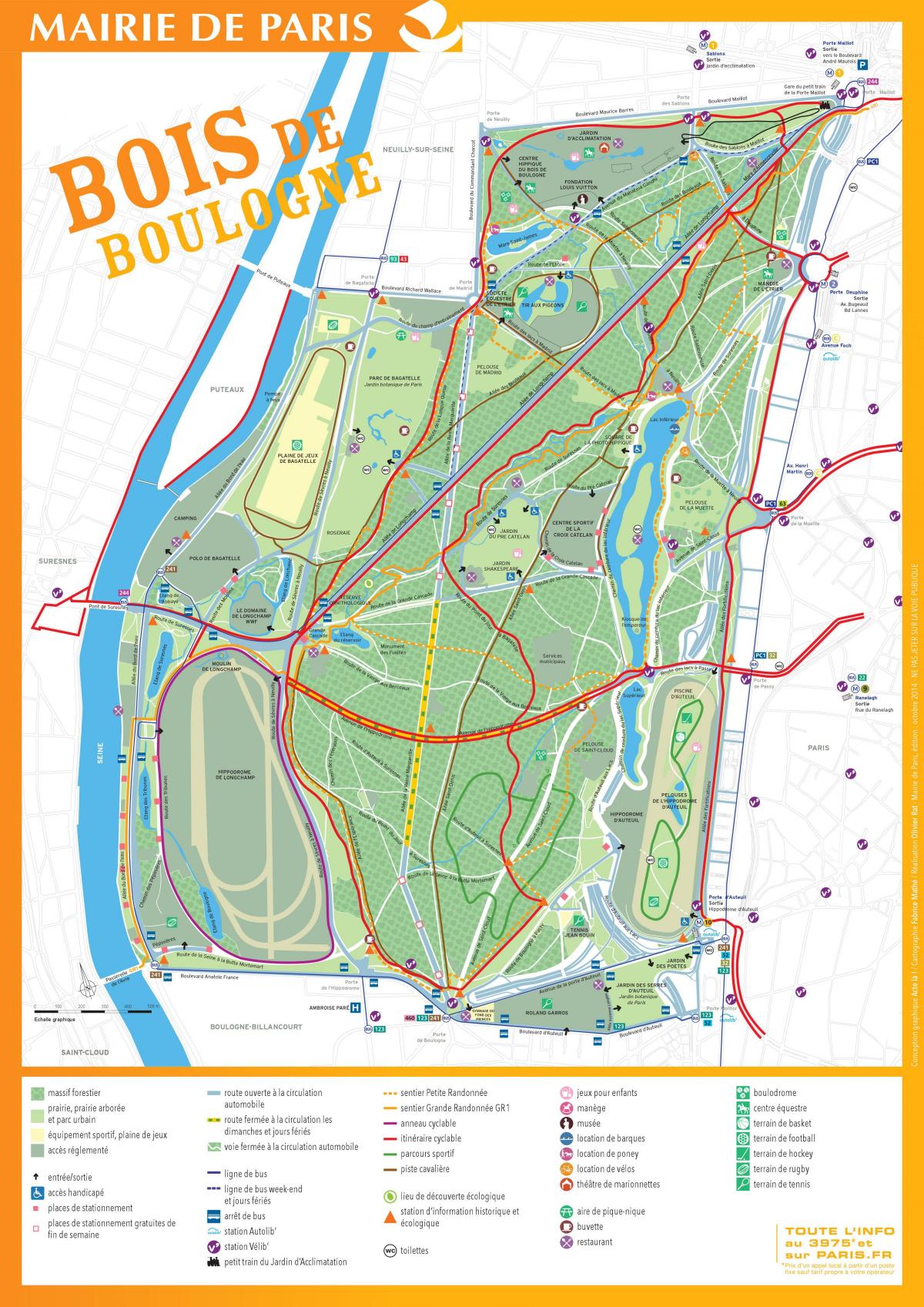 Karte Bois de Boulogne