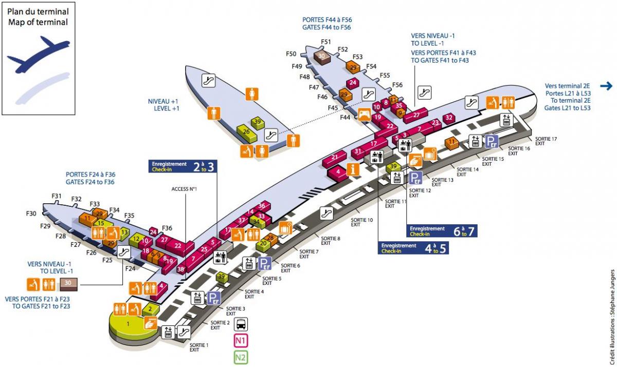 Karte CDG airport terminal 2F
