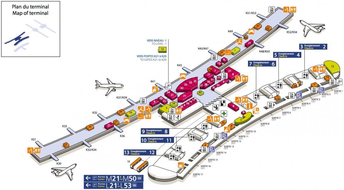 Karte CDG lidostas terminālis 2E