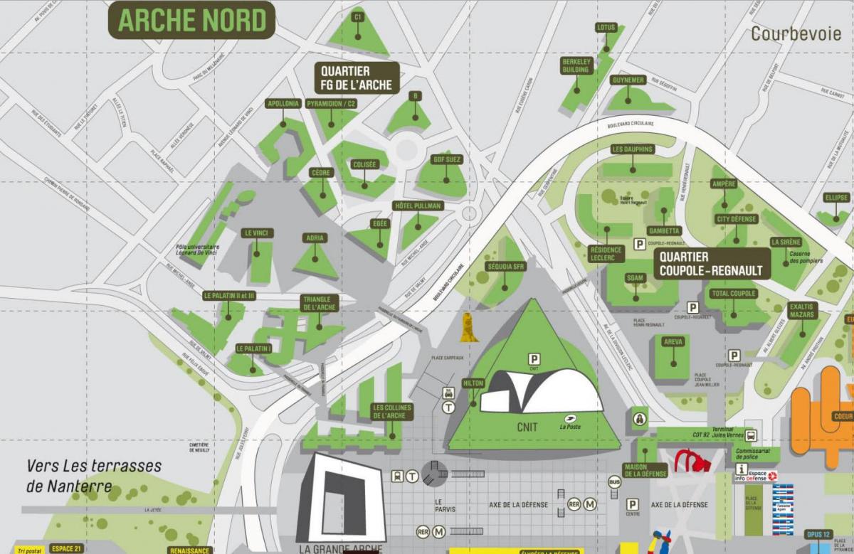Karte La Défense Ziemeļu Arche