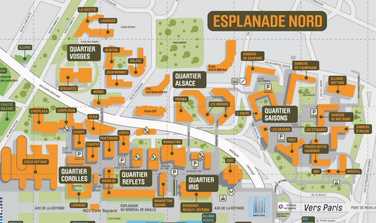 Karte La Défense Ziemeļu Esplanādē