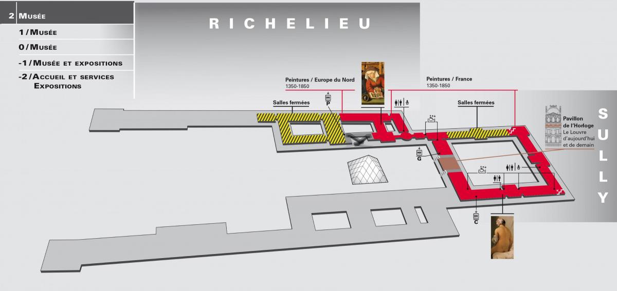 Karte Luvras Muzeja 2. Līmenis