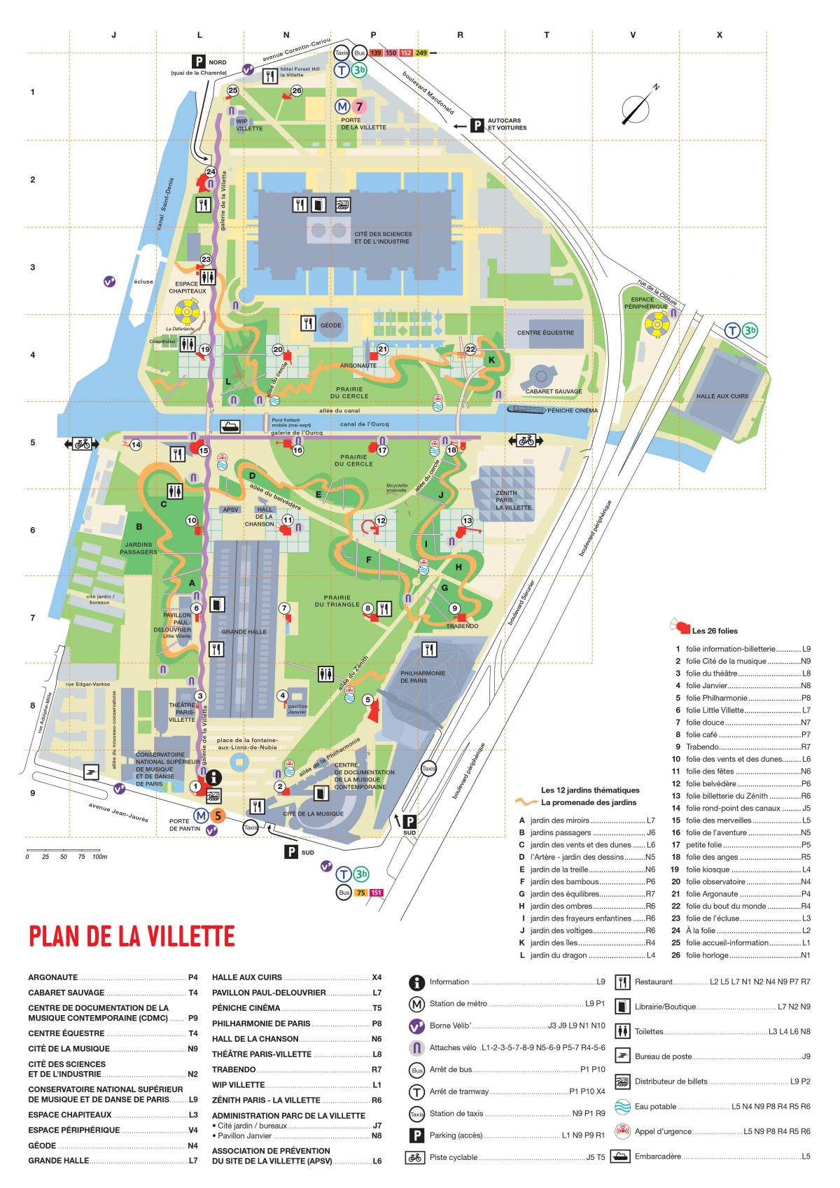 Karte Parc de la Villette