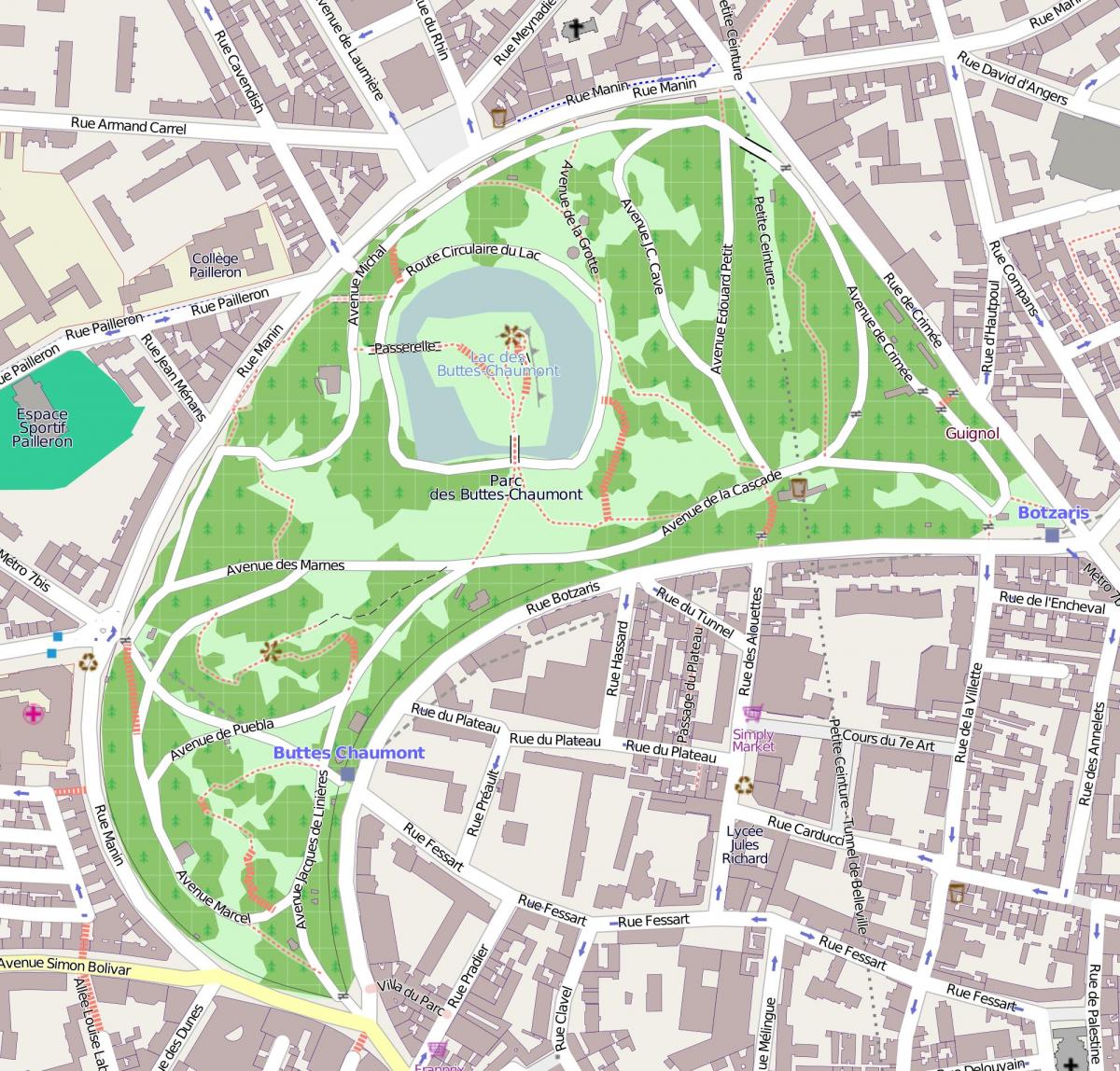 Karte Parc des Buttes-Chaumont