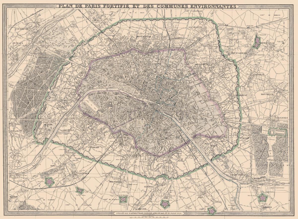 Karte Parīzes 1850
