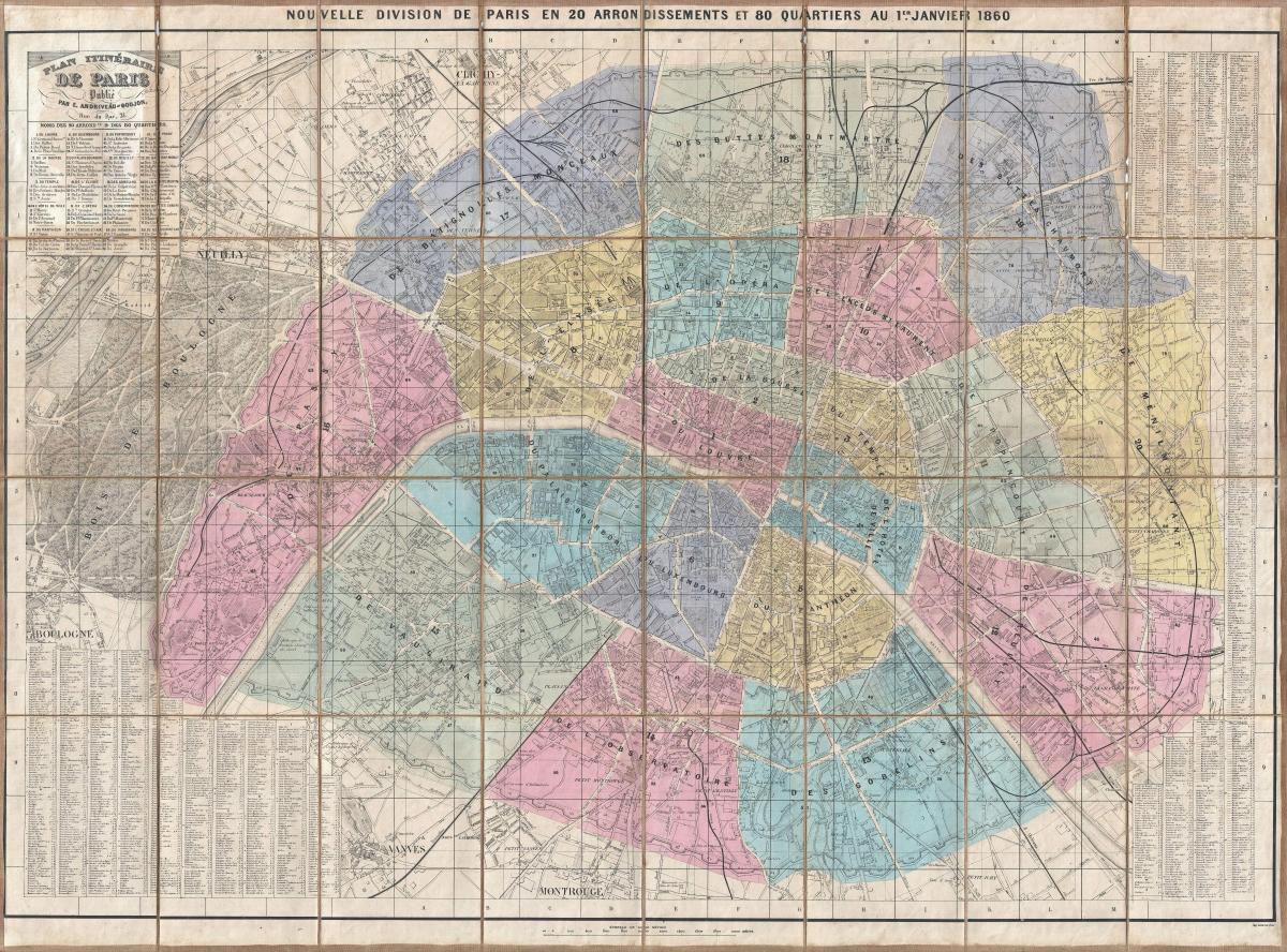 Karte Parīzes 1860