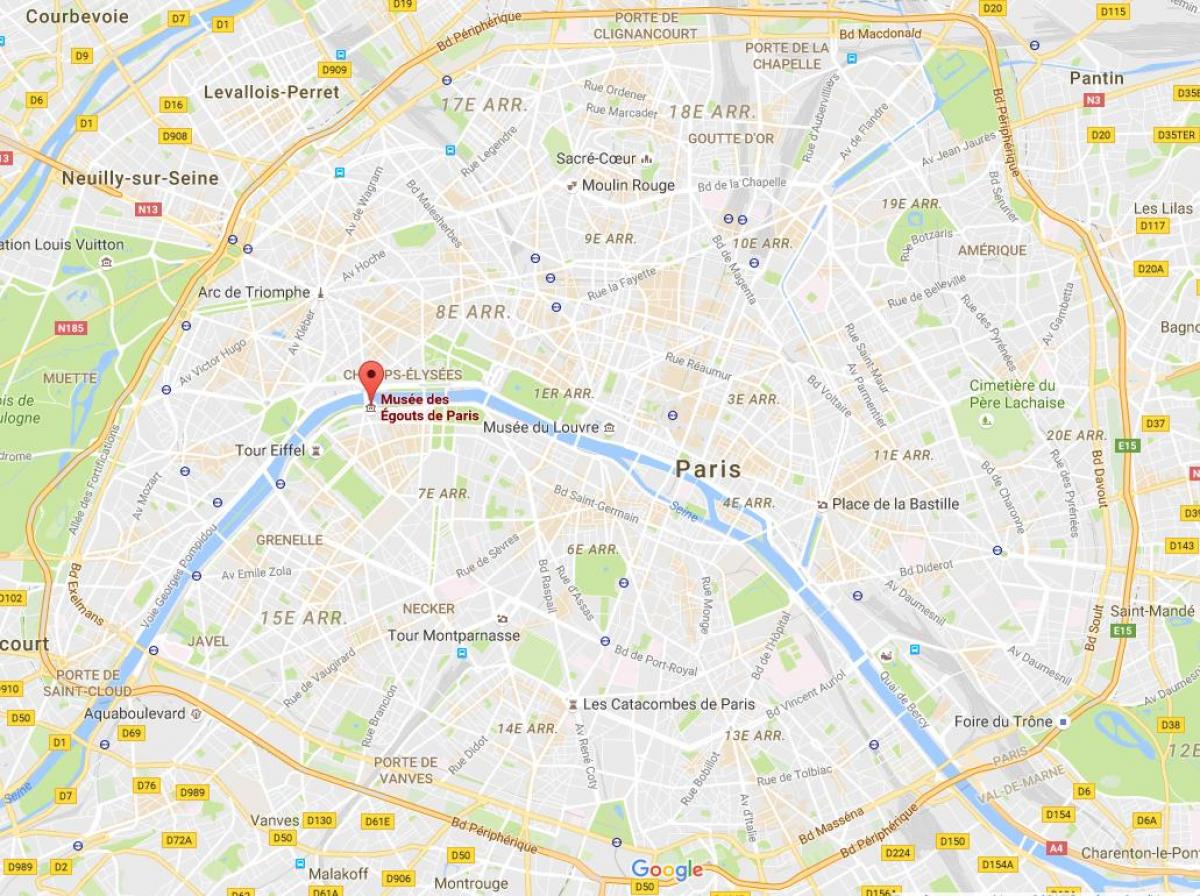 Karte Parīzes kanalizācijas