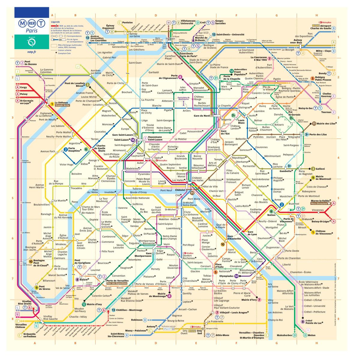 Karte Parīzes metro