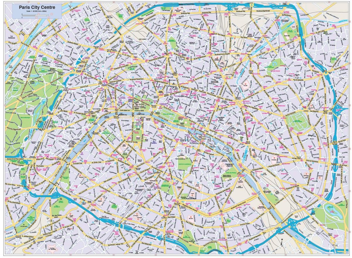 Karte Parīzes pilsētas centrs