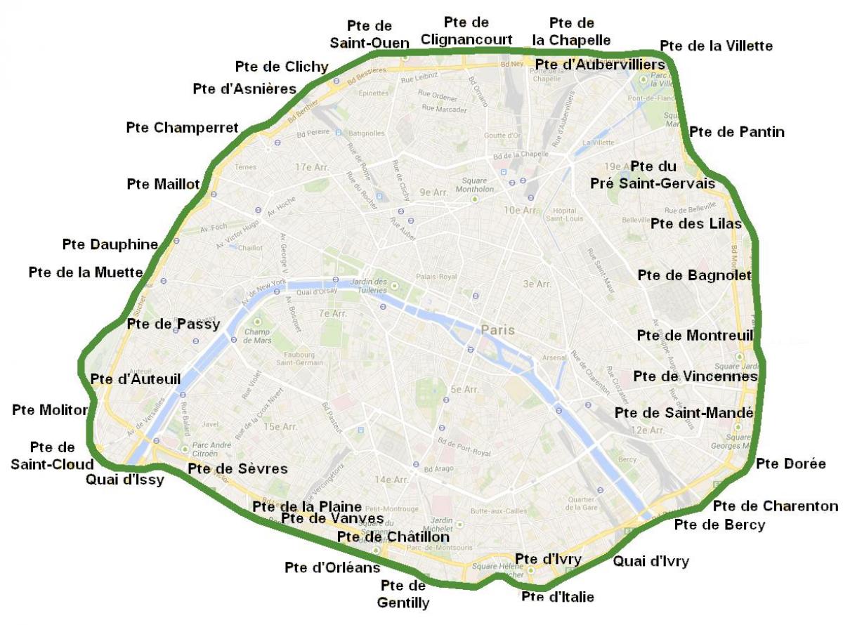 Karte no Pilsētas vārtus Parīzes