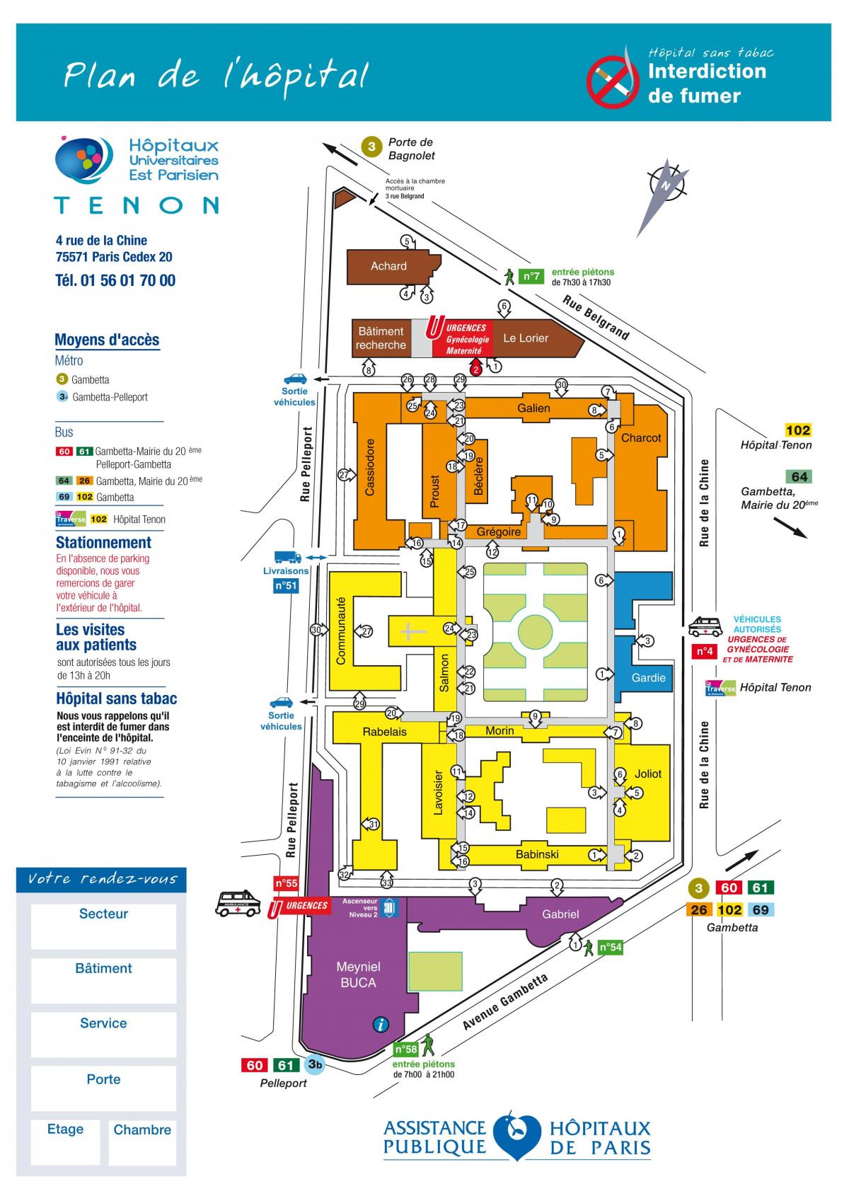 Karte Tenon hospital