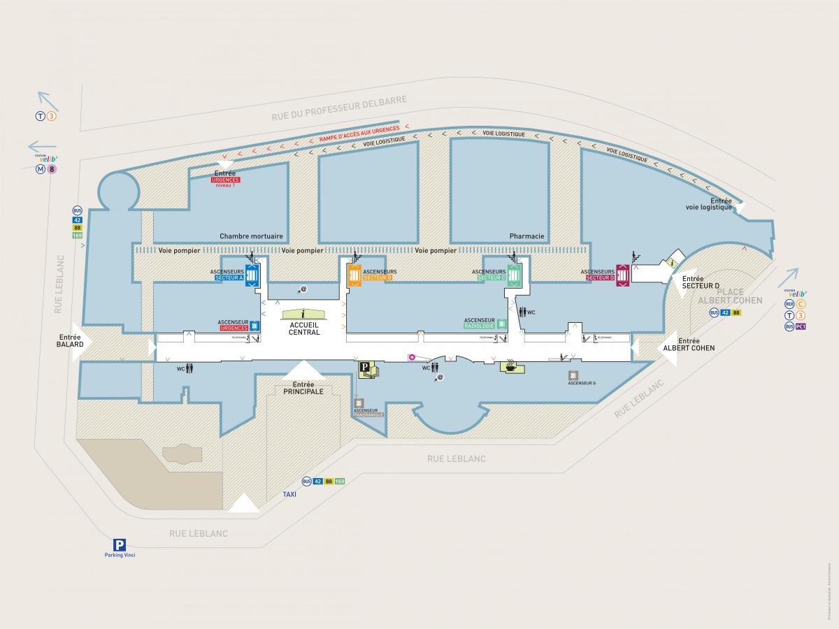 Karte Georges-Pompidū slimnīcā