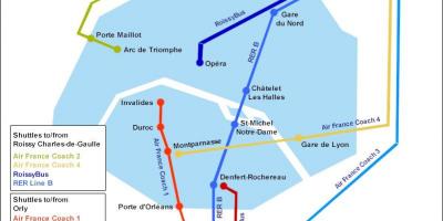 Karte Parīzē, transports uz un no lidostas