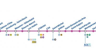 Karte Parīzes metro līnija 4