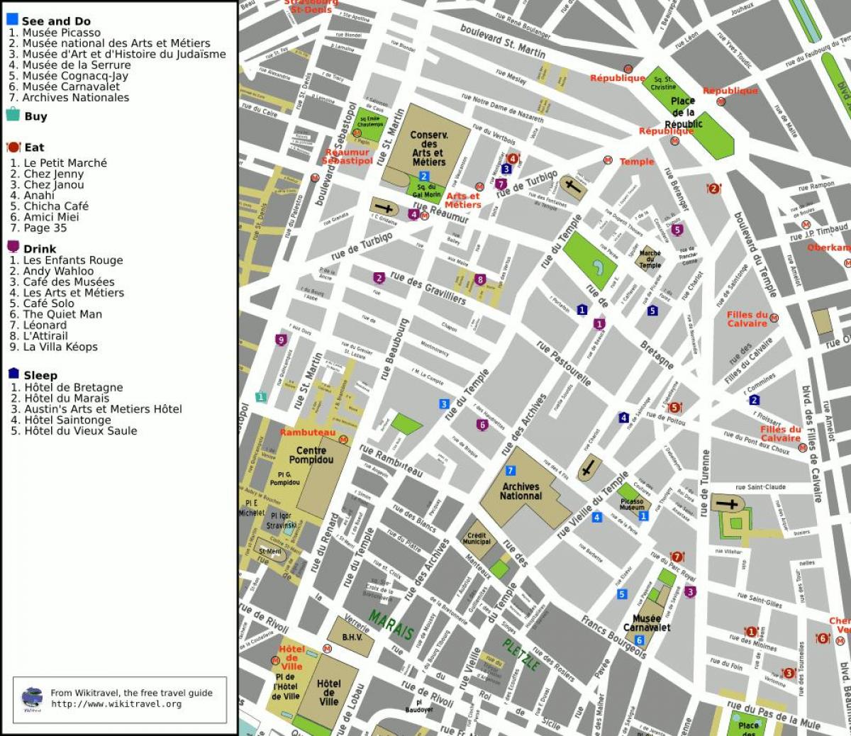 Karte 3rd arrondissement (Paris