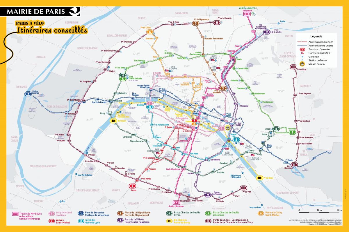 Karte Parīzes bike ride